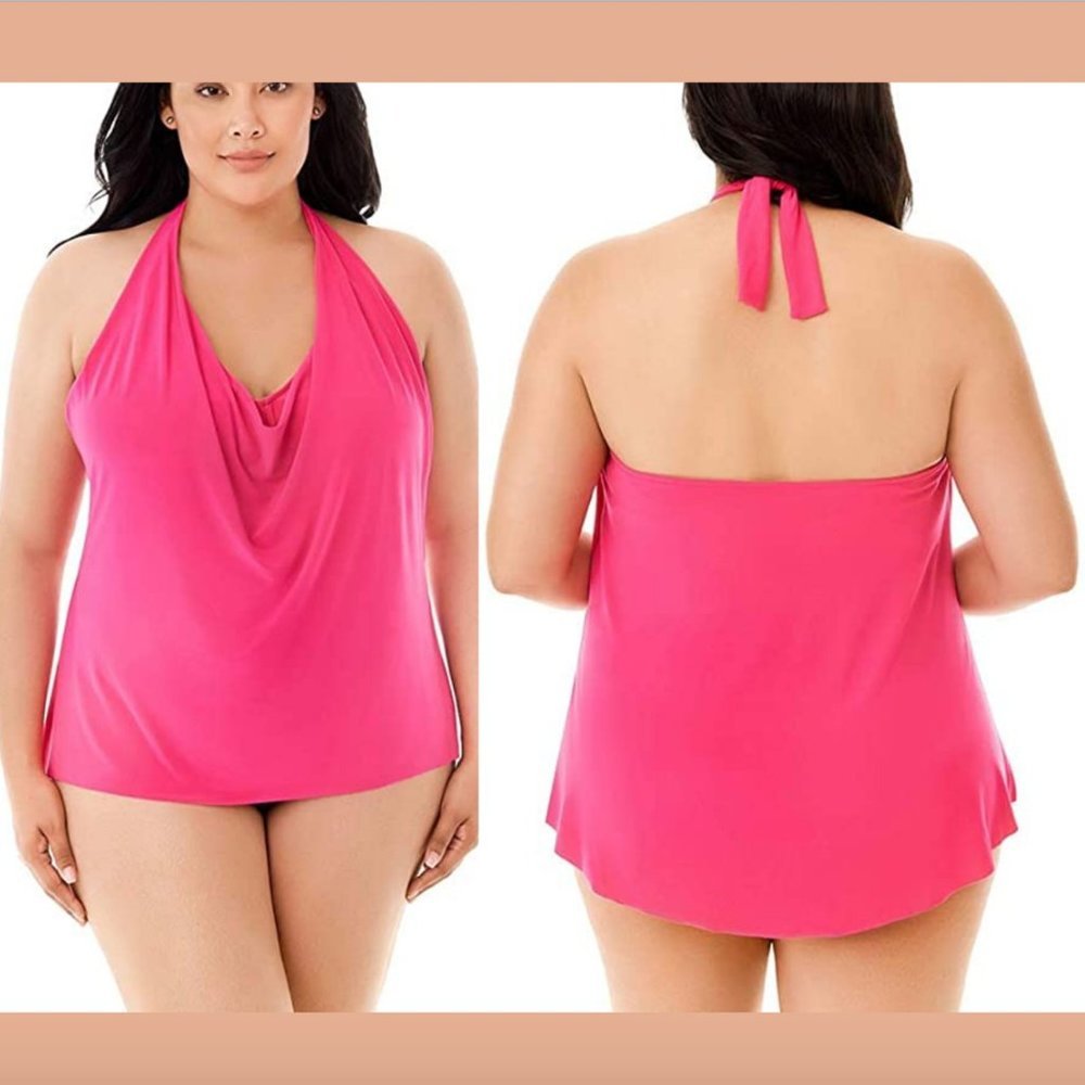 NEW $126 Magicsuit Solid Sophie Underwire Tankini Top Rose [ PLUS SZ 24W ] #3738